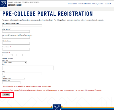 create account step 1